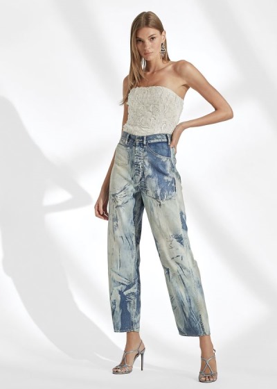 Women's Ralph Lauren Bleached Work Jeans | 734159MXQ